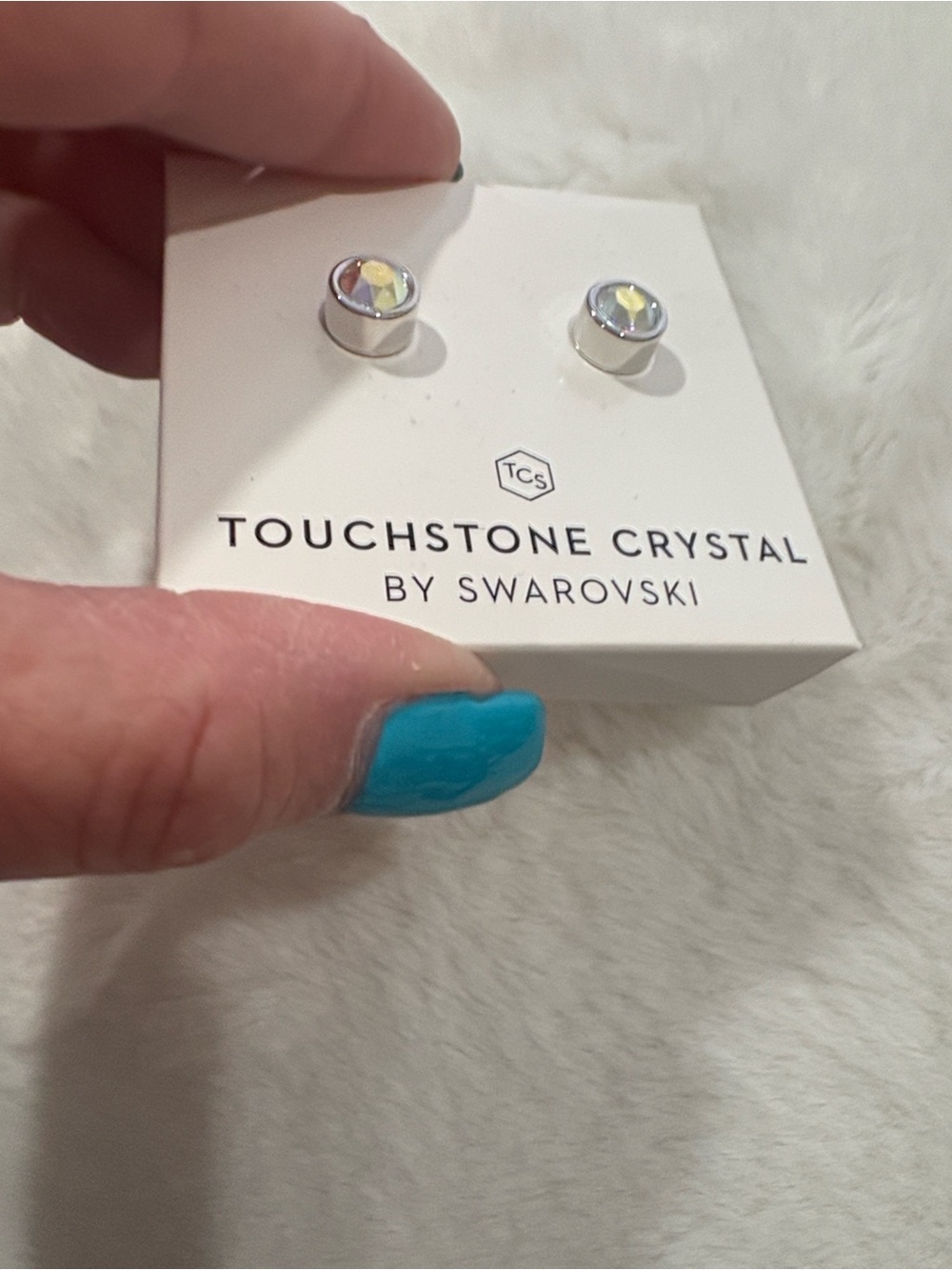 NEW! Swarovski Iridescent Crystal Stud Earrings in Silver-Tone